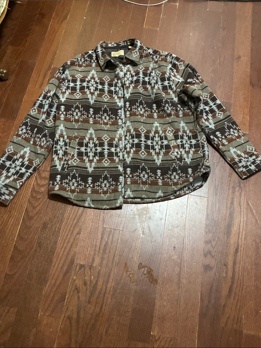 Men's Patterned Brown & Tan Button-Up Jacket